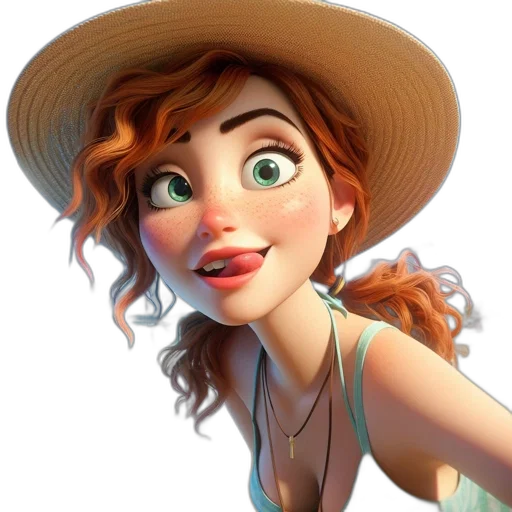 face, hat, dress, photorealistic transparent PNG cut-out