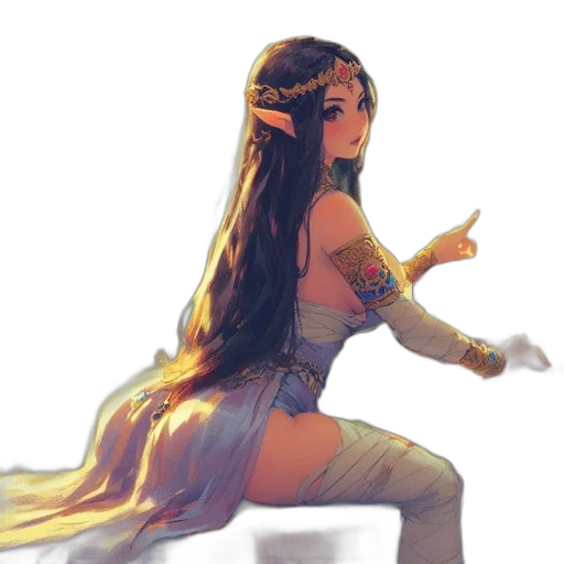 dress, staff, fantasy art, concept art transparent PNG cut-out