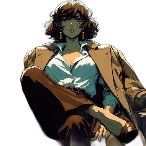 jacket, dress, face, comic book art transparent PNG cut-out