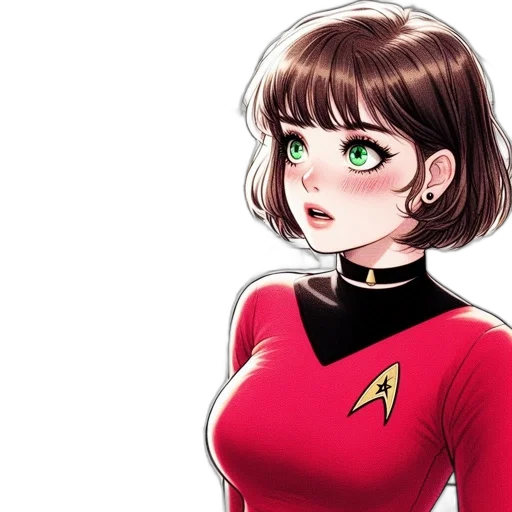 dress, staff, face, comic book art transparent PNG cut-out