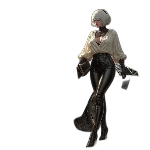 dress, jacket, staff, hair transparent PNG cut-out