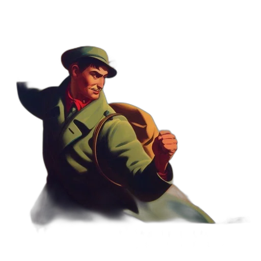 hat, staff, weapon, jacket transparent PNG cut-out