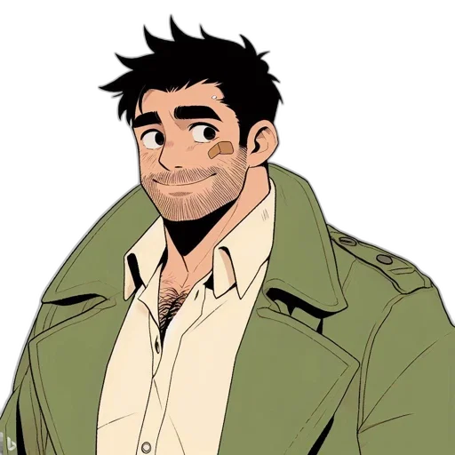 jacket, staff, cartoon, comic book art transparent PNG cut-out