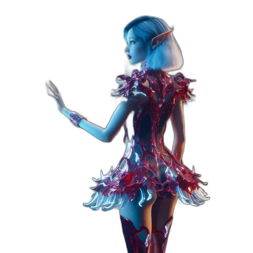 dress, robot, concept art, 3d render transparent PNG cut-out