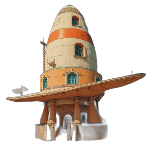 building, hat, staff, robot transparent PNG cut-out