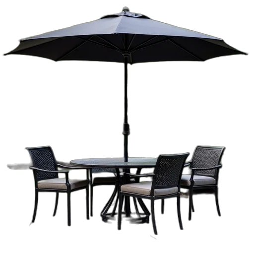 umbrella, furniture, 3d render, black transparent PNG cut-out