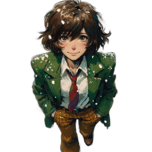 jacket, face, staff, pixel art transparent PNG cut-out