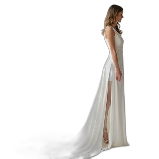 dress, monochrome, white, evening transparent PNG cut-out