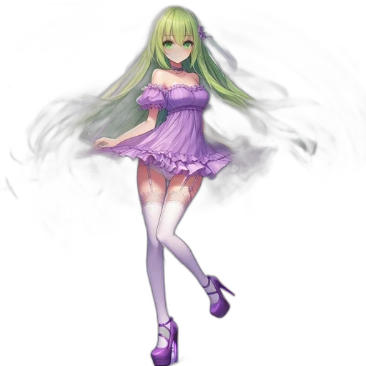 dress, staff, hair, concept art transparent PNG cut-out