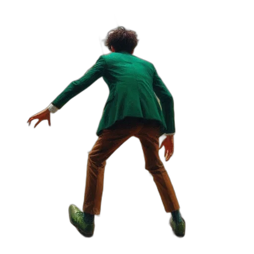 jacket, creature, shoes, staff transparent PNG cut-out