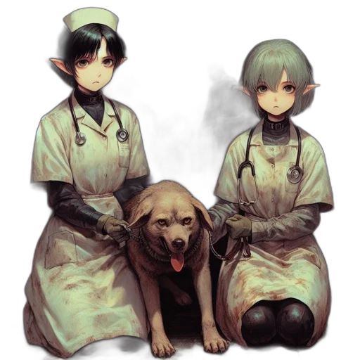 staff, animal, robot, watercolor transparent PNG cut-out