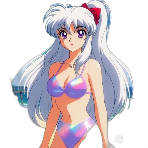 dress, robot, anime, vaporwave transparent PNG cut-out