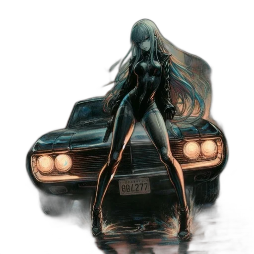 car, concept art, comic book art, fantasy art transparent PNG cut-out