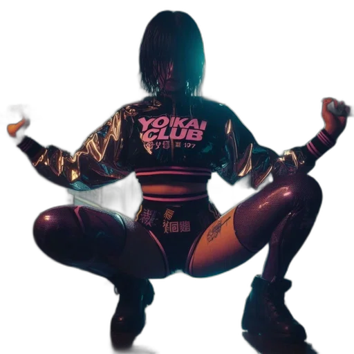 jacket, cyberpunk, neon lights, neon transparent PNG cut-out