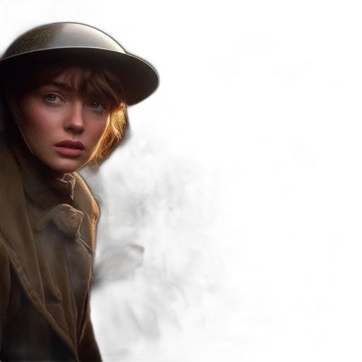 hat, jacket, face, photorealistic transparent PNG cut-out