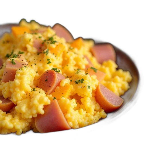 food, scrambled, scramble, ham transparent PNG cut-out