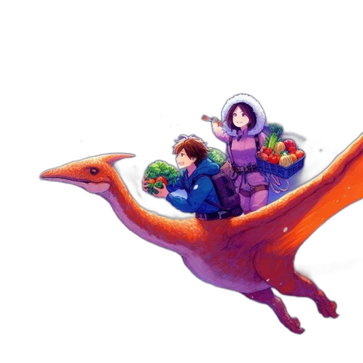 dragon, flower, creature, watercolor transparent PNG cut-out