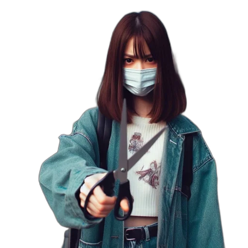 jacket, mask, weapon, staff transparent PNG cut-out