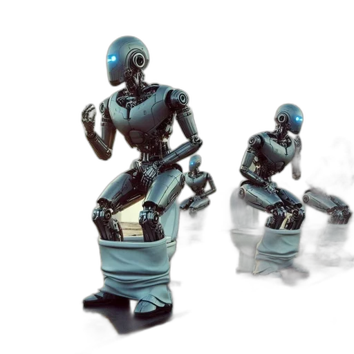 robot, 3d render, concept art, cyberpunk transparent PNG cut-out