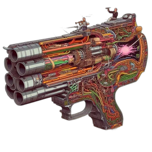 weapon, cyberpunk, concept art, 3d render transparent PNG cut-out