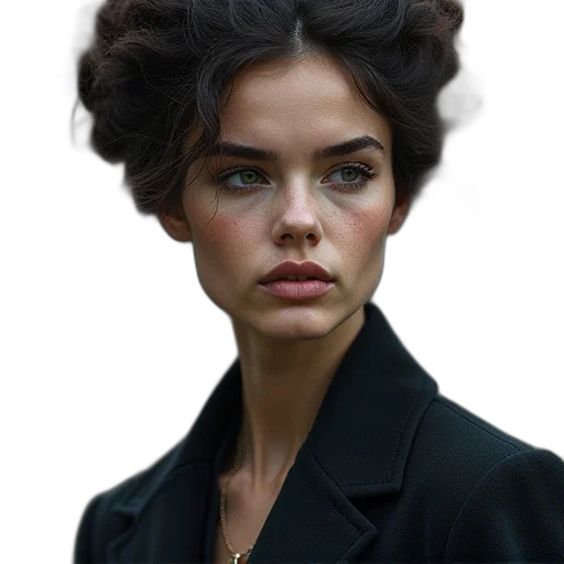 hair, face, crown, jacket transparent PNG cut-out