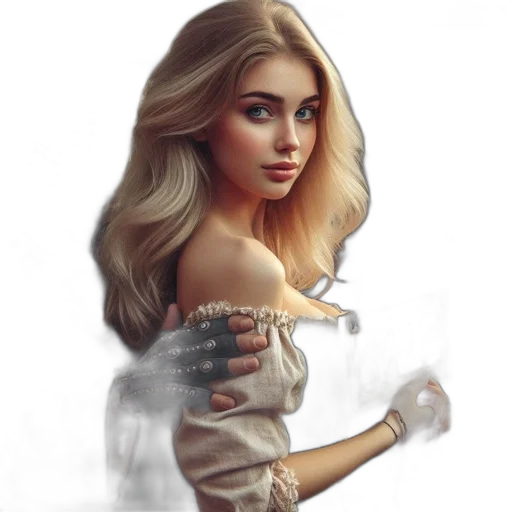 dress, face, jewelry, hair transparent PNG cut-out