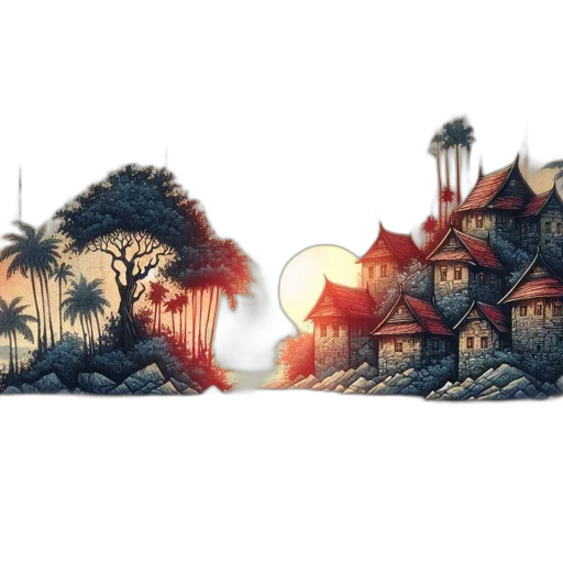 concept art, fantasy art, watercolor, pixel art transparent PNG cut-out