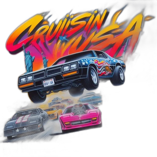 car, vaporwave, concept art, pixel art transparent PNG cut-out
