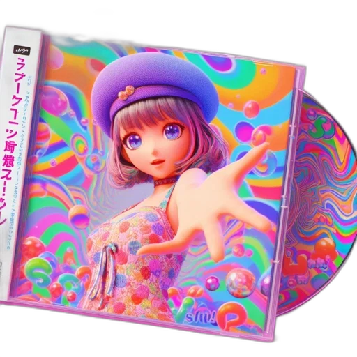 vaporwave, concept art, 3d render, anime transparent PNG cut-out