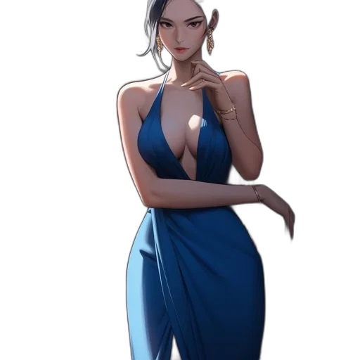 dress, staff, jewelry, concept art transparent PNG cut-out