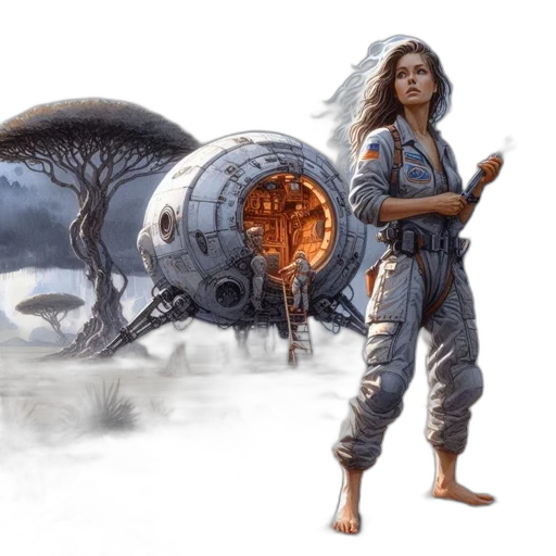 concept art, fantasy art, comic book art, photorealistic transparent PNG cut-out
