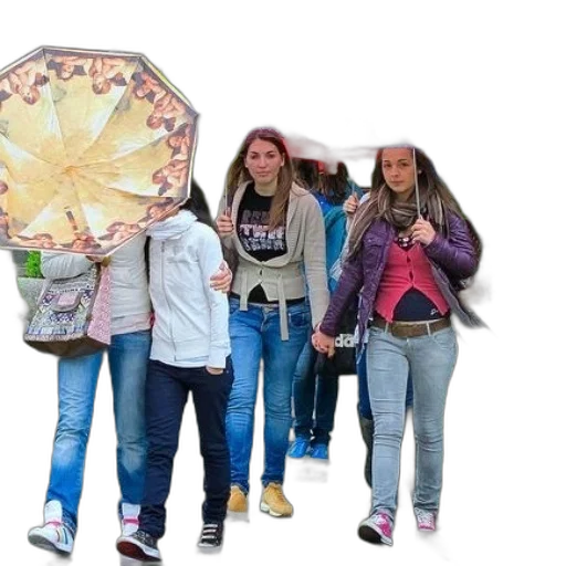 umbrella, jacket, 3d render, group transparent PNG cut-out