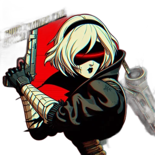 weapon, jacket, mask, comic book art transparent PNG cut-out