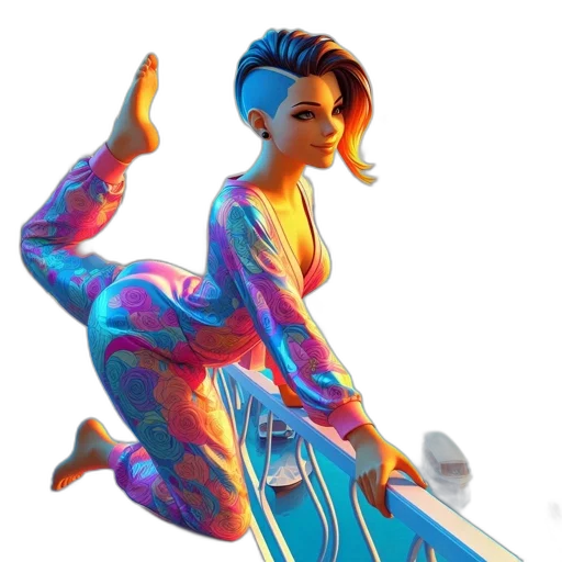 concept art, vaporwave, 3d render, comic book art transparent PNG cut-out