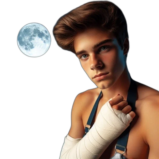 photorealistic, fantasy art, outer space, young transparent PNG cut-out