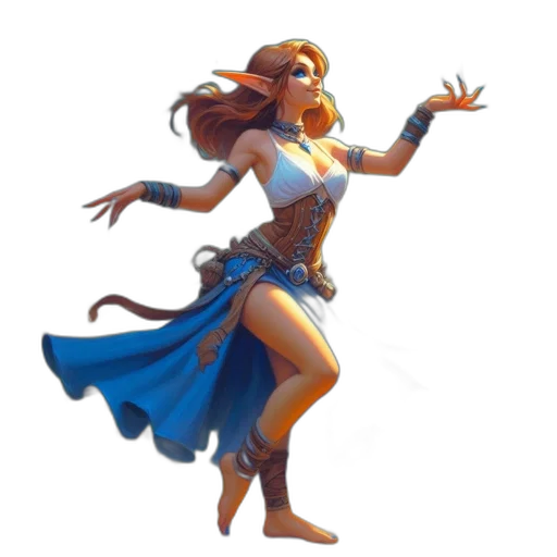dress, staff, concept art, fantasy art transparent PNG cut-out