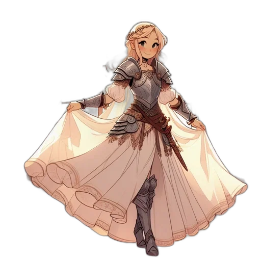 dress, staff, sword, crown transparent PNG cut-out