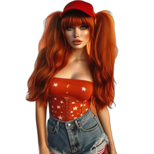 dress, hair, 3d render, cartoon transparent PNG cut-out
