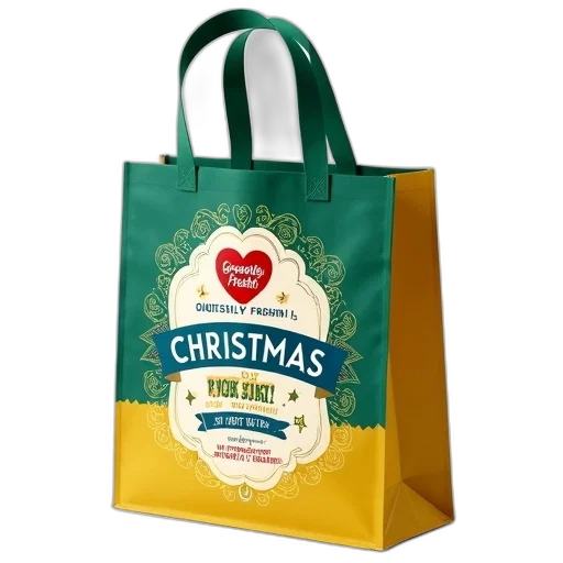 festive, christmas-themed, greenfields, bag transparent PNG cut-out
