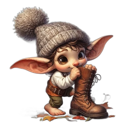 hat, staff, face, shoes transparent PNG cut-out