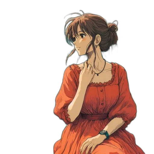 dress, face, anime, concept art transparent PNG cut-out