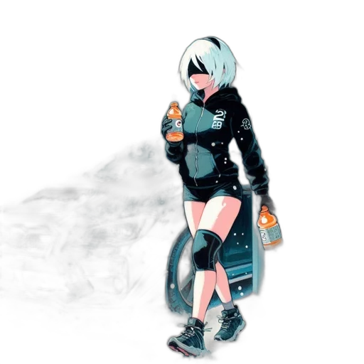 robot, jacket, weapon, bottle transparent PNG cut-out