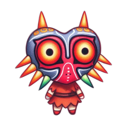 mask, creature, staff, pixel art transparent PNG cut-out