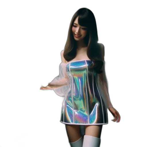 dress, robot, vaporwave, 3d render transparent PNG cut-out