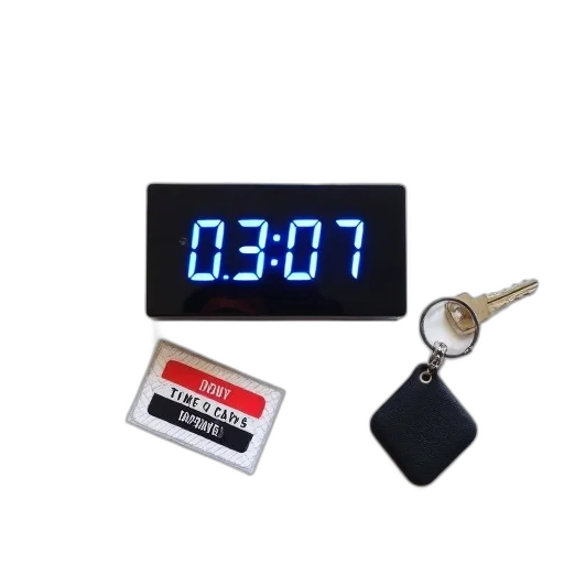 black, digital, clock, blue transparent PNG cut-out