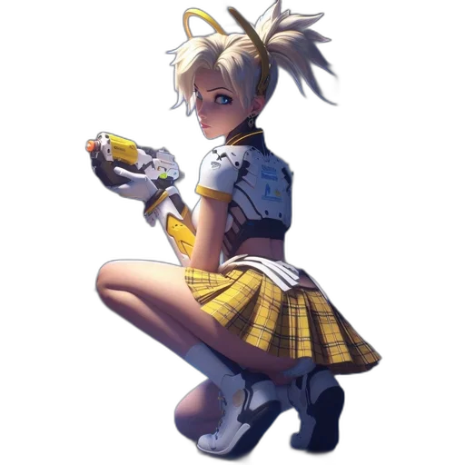 dress, weapon, staff, robot transparent PNG cut-out