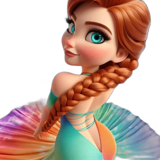hair, dress, staff, jewelry transparent PNG cut-out