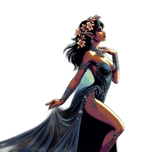 dress, concept art, comic book art, fantasy art transparent PNG cut-out