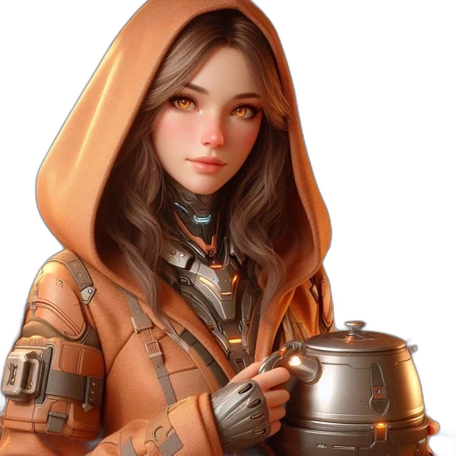 jacket, staff, robot, face transparent PNG cut-out