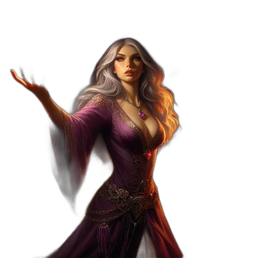 dress, staff, fantasy art, concept art transparent PNG cut-out